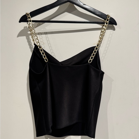 Alice + Olivia Black Camisole with Gold Chain Straps - Picture 3 of 7